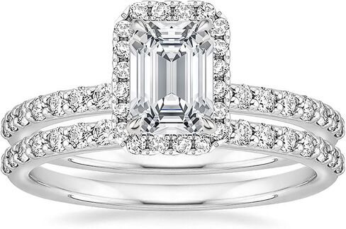 EAMTI 2CT 925 Sterling Silver Bridal Ring Sets Emerald Cut CZ Engagement Rings Vintage Promise Rings Wedding Bands for Women Size 3-12 in Kuwait