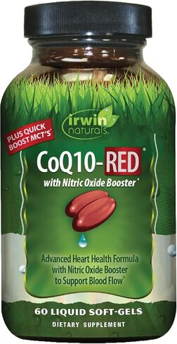 Irwin Naturals CoQ10-RED with Nitric Oxide Booster & MCTs – 60 Liquid Soft-Gels – Heart & Energy Support in Saudi Arabia