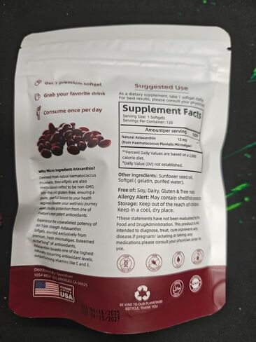 Zions Organic Astaxanthin 12mg, Triple Strength Skin Vitamins for Women with Antioxidant Activity,Supports Immune, Skin, Eye & Joint Health,Promote internal circulation,Chocolate Flavor,120 Servings in Saudi Arabia