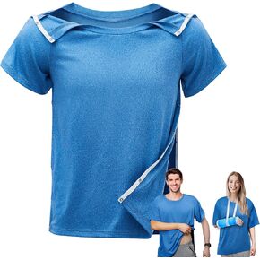 Post Surgery Shirt Unisex Shoulder Surgery Shirts Left and Right Side Snap Access Breathable Lightweight Cotton Recovery T Shirt for Men Women Black in Kuwait