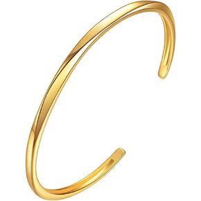 14K Gold Plated Bangle Bracelets for Women, Dainty Open Gold Cuff Bangles Bracelet, Mothers Christmas Birthday Valentines Day Jewelry Gifts for Her Women in Saudi Arabia