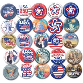 BUTTON DELI Buttons 25pcs, United States of America Semiquincentennial 1776 2026 - Bulk Novelty Pins - Assorted Designs 780 in Saudi Arabia