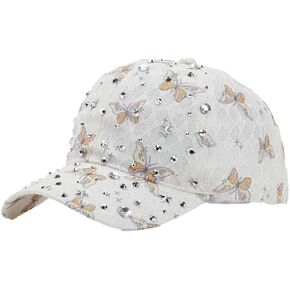 Women's Rhinestone Lace Butterfly Baseball Cap Breathable Sun Hat for Spring Summer Outdoor Activities in Saudi Arabia