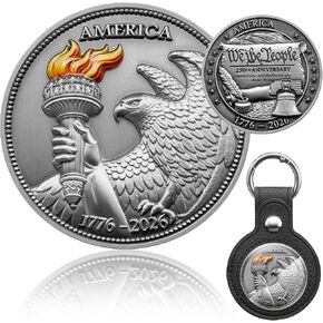 Anniversary Challenge Coin Medal Keychain Patriotic with Leather Coin Holder in Saudi Arabia