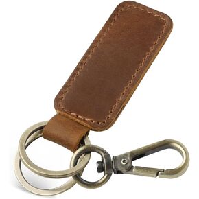Leather Keychain Double Ring for Men Car FOB Keys Keyrings(Brown) in Saudi Arabia