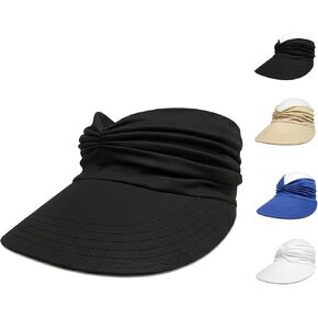 Women's UPF 50+ UV Protection Sun Visor Hat, Wide Brim Lightweight Women Sun Hat, Foldable Ponytail Hole Cap for Beach Hiking in Saudi Arabia