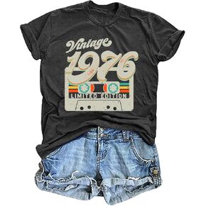 50th Birthday Shirt for Women Vintage 1976 Tshirt 50 Years Old Birthday Gifts Tee Funny Fifty Graphic Tee Tops in Saudi Arabia