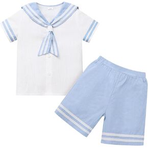 Toddler Boys Sailor Outfit,Cotton Nautical Shirt and Short Suit Set in Saudi Arabia