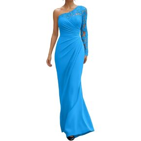 Mermaid Mother of the Bride Dresses for Wedding One Shoulder Lace Appliques Formal Gowns BO116 in Saudi Arabia