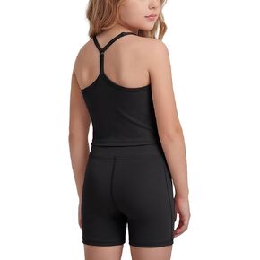 IMEKIS Girls Workout Set 2 Piece Activewear Outfit Adjustable Strap Tank Top and Biker Shorts Yoga Matching Clothes in Kuwait