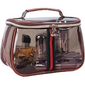 ANIS·KEBBR Large Waterproof Retro Vanity Bag – Transparent Cosmetic Organizer for Women in Saudi Arabia