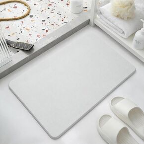 Stone Bath Mat Diatomite Bath Mat Quick Dry, Diatomaceous Earth Shower Mat, Super Absorbent Magic Mat for Bathroom Floor, Comes with Non-Slip Pad and Sandpaper (White, 24" x 16") in Saudi Arabia