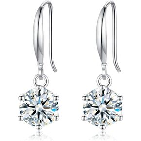 2-4CT Moissanite Dangle Earrings, 6P DF Color Ideal Cut Simulated Moissanite 925 Sterling Silver Earrings for Women with Certificate of Authenticity in Saudi Arabia