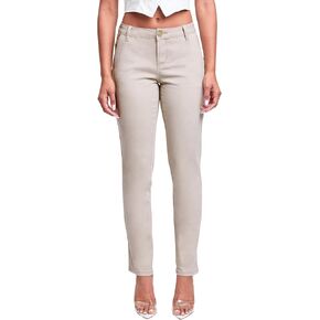YMI Women's YMI Jeans Women's Slim Mid Rise Straight Leg Twill Pant, P213721 in Kuwait