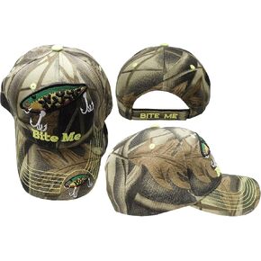 AES Bite Me Fishing Lure Fish Bass Camouflage Camo Embroidered Cap Hat 925A in Kuwait