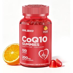 DR.BIO CoQ10 200mg Gummies with Vitamin E Black Pepper Extract-Heart Health & Cellular Energy Support, Antioxidant Formula, Orange Pectin Gummies, Easy-to-Chew Daily Supplement for Adults (118 Count) in Saudi Arabia