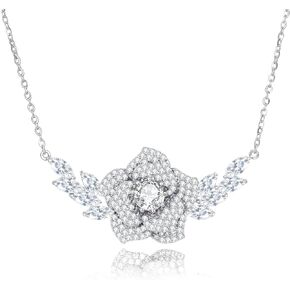 925 Sterling Silver Moissanite Flower Necklace for Women VVS1 Sparkling Moissanite 5-Petal Pendant Ideal Mother’s Day/Birthday Gift for Mom Girlfriend in Saudi Arabia
