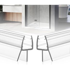 Shower Door Bottom Seal, 2-Pack PVC Strips with Sweep 39" Long, for 5/16"(8mm) Thick Framless Glass Door, to Stop Water Leakage in Saudi Arabia
