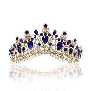 Blue Tiara Birthday Crowns for Women Crystal Princess Crown with Combs Rhinestone Headband for Bride Wedding Party Halloween Costume Hair Accessories in Saudi Arabia
