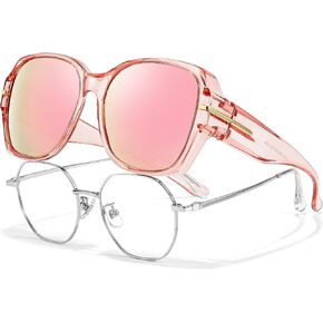Xfeel Fit Over Eyeglasses Fashion Oversized Polarized Square Sunglasses UV400 Protection for Women, Driving & Outdoor in Saudi Arabia
