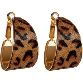 Leopard Print hoop earrings Vintage Leopard Print Large Hoop Earrings for Women Statement Dangle Metal Geometric Earrings Chunky Big Huggie Hoop Earrings Trendy Statement Earring in Saudi Arabia