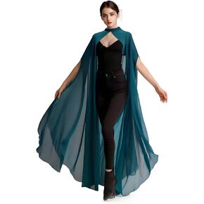 Women's Green Chiffon Cape Gothic Tulle Cloak Wedding Bridal Shawls Long Cape Halloween Party Capelets in Saudi Arabia
