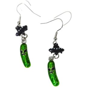 Quirky Cucumber Pickle Earrings - Whimsical Vegetable and Alien-Inspired Jewelry - for Playful Fashionistas in Saudi Arabia