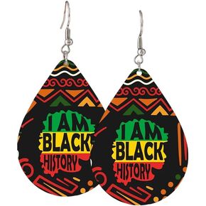 الأقراط الأفريقية الجلدية Juneteenth قطرة تتدلى الأقراط السوداء التاريخ شهر الهدايا والمجوهرات الأفريقية in Kuwait