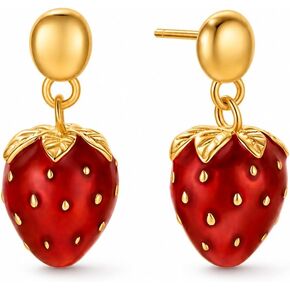 Cute Strawberry Dangle Earrings for Women, Fruit Drop Jewelry | Cute Strawberry Design • Eco-Friendly Copper • Lightweight Comfort • Delicate Mini Size • Gift for Women in Saudi Arabia