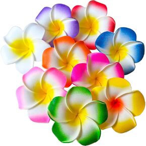 100Pcs Colorful Foam Plumeria Flowers, Frangipani Artificial Plumeria for Hawaiian Party Decor, DIY Crafts, and Wedding Decoration (9 Vibrant Colors, 5cm/1.97") in Saudi Arabia