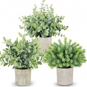 ZAIYW 3 Pack Small Fake Plants, Mini Potted Artificial Greenery Plants, Desk Plant Eucalyptus Rosemary for Indoor Home Office Table Shelf Farmhouse Bathroom Decor (Sage Green) in Saudi Arabia