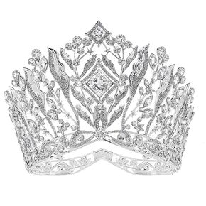 Luxury Tall Pageant Crown, Crystal Elegant Royal Queen Headband Princess Headpieces Bride Big Crowns and Tiaras Wedding Hair Accessories Prom Diadem for Women (Silver) in Saudi Arabia