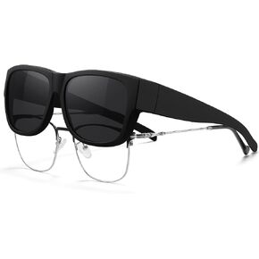 Polarized Fit Over Glasses Sunglasses for Men Women UV400 Protection,TR90 Wraparound Cover Shades Driving in Saudi Arabia