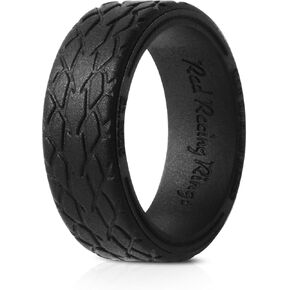 Silicone Tire Tread Ring or Wedding Band for Car Guys and Gals and Motorsports Enthusiasts | Lightweight, Comfortable, and Safe for Steering Wheels | Mechanics and Tradespeople (Burnout Black, 9) in Saudi Arabia