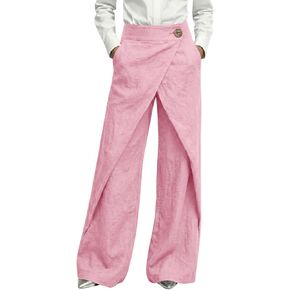 2026 High Waisted Dressy Pants for Women Wrap Straight Trousers Splited Palazzo Business Skirt Pant for Vacation Work in Saudi Arabia