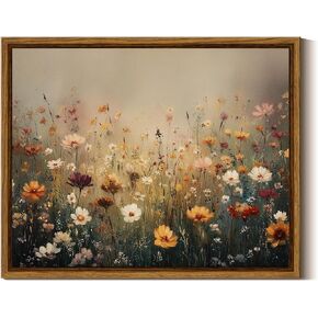 InSimSea Framed Canvas Vintage Wall Art, Moody Botanical Floral Roses Waterfall Painting for Bathroom, Rustic Farmhouse Nature Wall Decor for Bedroom Living Room, 8x10 Inch in Saudi Arabia