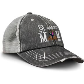 Soft Mesh Cap Hat Embroidered Gymnastics Mom Mother Mama Mommy Distressed Vintage Cap Cotton in Saudi Arabia