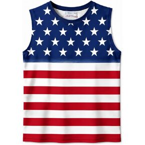 Kids 4th of July Tank Top, Boys Girls Patriotic Sleeveless Shirt USA Flag Star Stripe Summer Outfit in Saudi Arabia