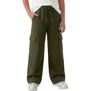 Boys Cargo Sweatpants Wide Leg Baggy Teen Pants Athletic Drawstring Kids Sweat Pants with Pockets Size 5-14 Years in Kuwait