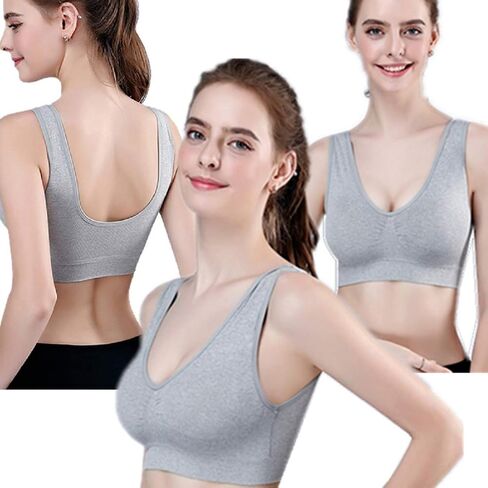Women's Removable Padded Pullover Cotton Sports Bras Medium Support Workout Yoga Bra 3 Pack in Saudi Arabia