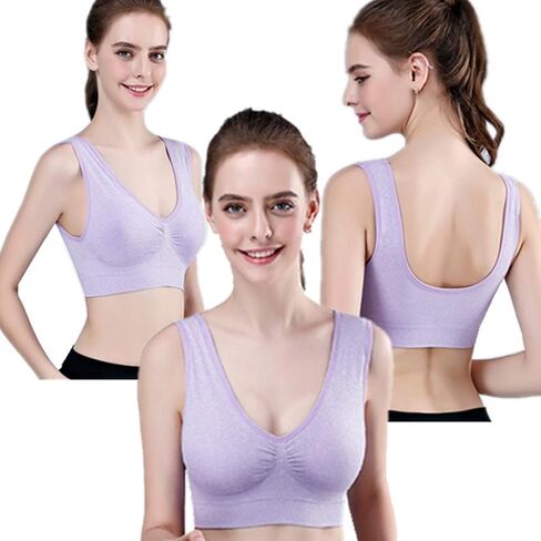 Women's Removable Padded Pullover Cotton Sports Bras Medium Support Workout Yoga Bra 3 Pack in Saudi Arabia