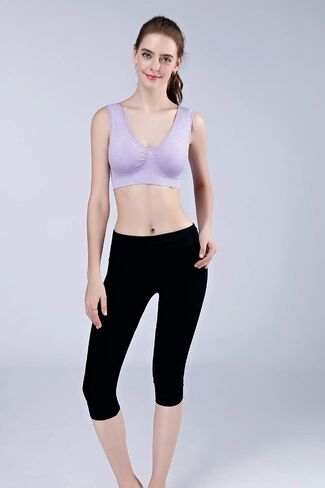 Women's Removable Padded Pullover Cotton Sports Bras Medium Support Workout Yoga Bra 3 Pack in Saudi Arabia