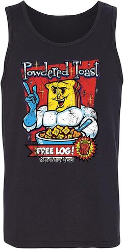 RIVEBELLA New Graphic Powdered Toast Crunch with Free Log Novelty Tee Ren Stimpy Men's Tank Top in Saudi Arabia