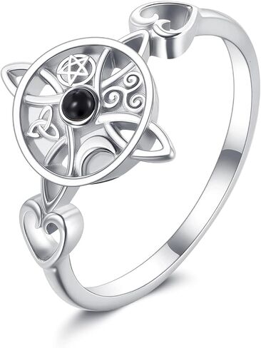 Witches Knot Ring 925 Sterling Silver Witches Celtic Knot Ring Irish Pagan Wiccan Valentine's Day Jewelry for Women-7 8 in Kuwait