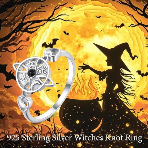 Witches Knot Ring 925 Sterling Silver Witches Celtic Knot Ring Irish Pagan Wiccan Valentine's Day Jewelry for Women-7 8 in Kuwait