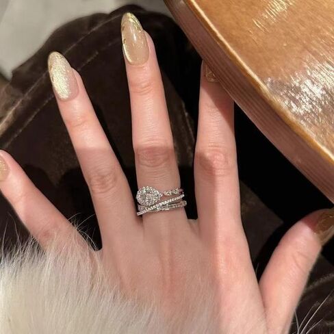 Women's Luxury Ring | Layered Crisscross Teardrop Cubic Zirconia Ring | Silver Color Adjustable Open Band | Hypoallergenic Unique Minimalist Statement Index Finger Ring in Kuwait
