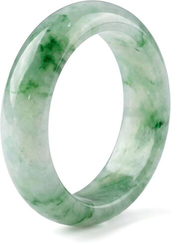 Natural Green Jade Ring Feng Shui Lucky Gift Tianshan Feicui Floating Flower Simple Band Vintage Handmade Jewelry for Women in Saudi Arabia