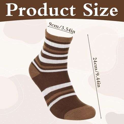 Molain 5 Pairs Ribbed Crew Socks, Brown and Beige Striped Soft Cotton Blend Neutral Tones Comfortable Everyday Socks for Women and Teens Fits Shoe Size 5-9 in Saudi Arabia