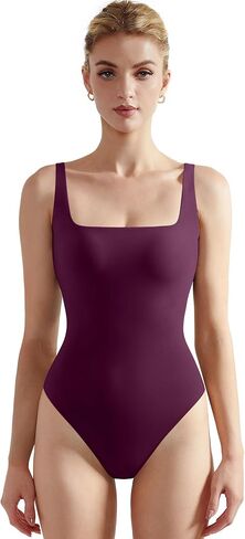 SUUKSESS Women Sexy Square Neck Thong Bodysuit Backless Sleeveless Tank Tops in Kuwait