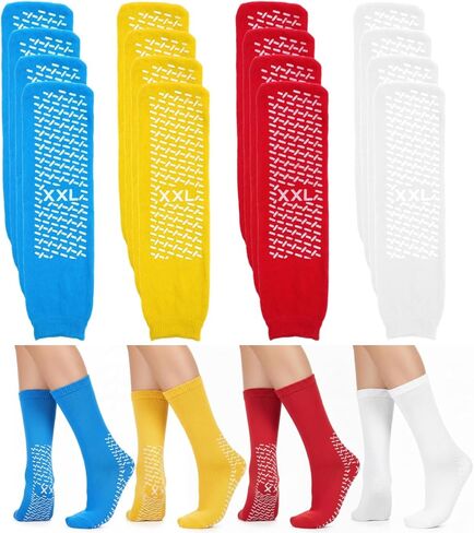 8 Pairs XXL Slip Stop Slipper Socks, Non Slip Grip Socks, Single Tread Grippy Sock, Extra Wide Bariatric for Adults in Kuwait